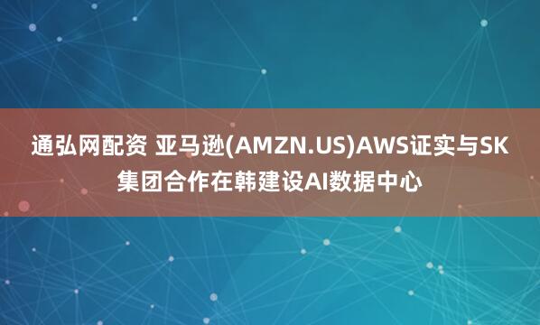 通弘网配资 亚马逊(AMZN.US)AWS证实与SK集团合作在韩建设AI数据中心
