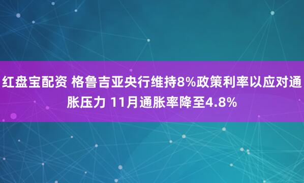 红盘宝配资 格鲁吉亚央行维持8%政策利率以应对通胀压力 11月通胀率降至4.8%